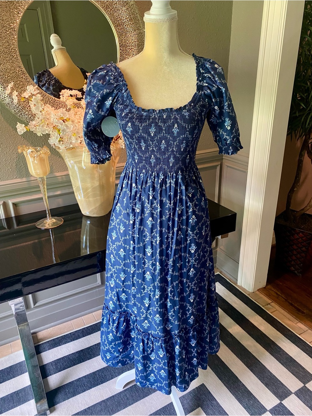 NWT Hill House Home Louisa Nap Dress Navy Trellis - Picture 11 of 11